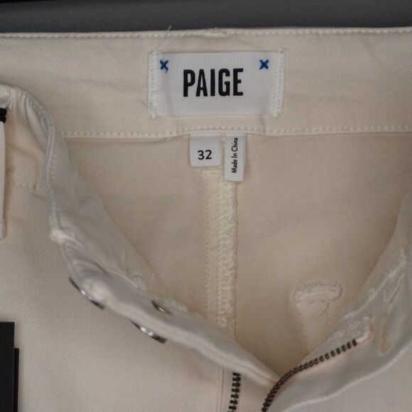 Paige Pleated Mayslie Double Button Skinny Jeans in Quartz Sand size 32 - Picture 6 of 15